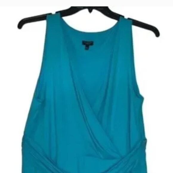 Talbots Aqua Turquoise Blue Dress Plus Size 18 18P Petite Sleeveless V-Neck - Picture 1 of 7